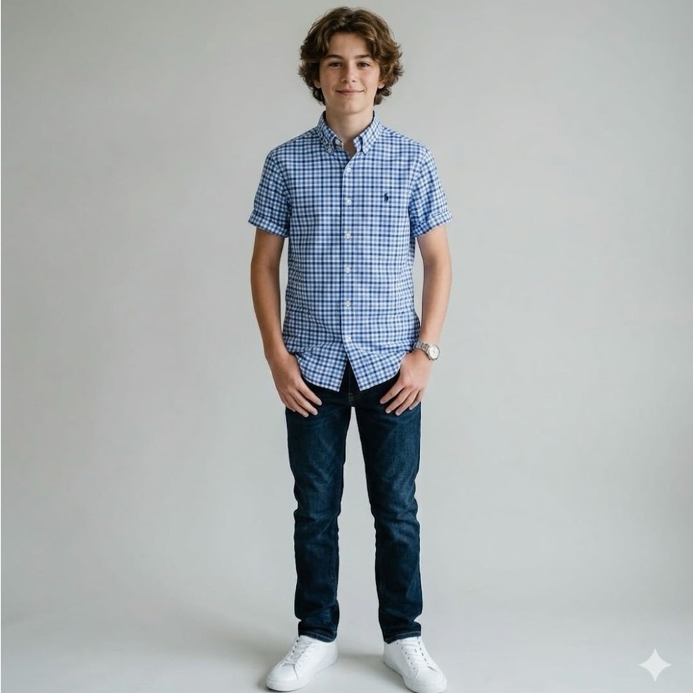 Ralph Lauren Blue and White  Big Boys Shirt